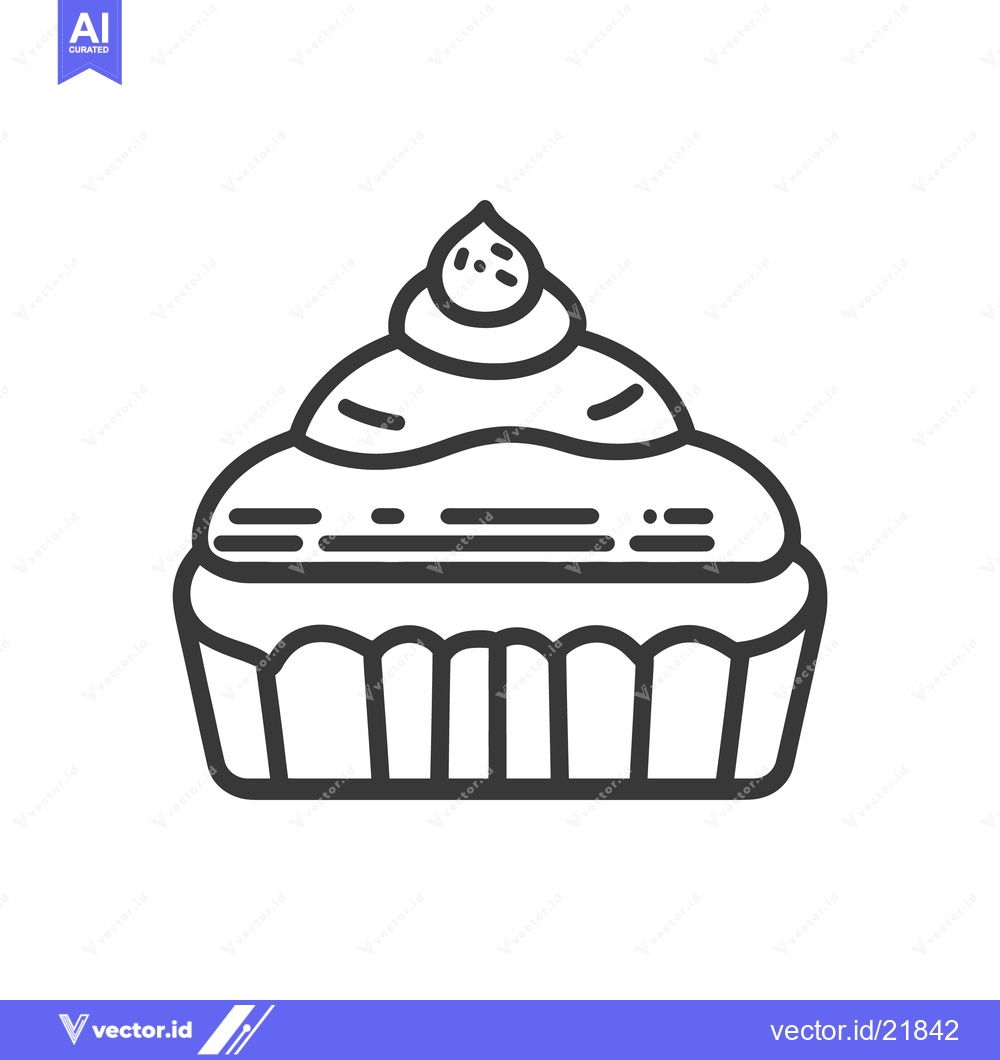 Premium Vector dari A simple black and white cupcake design with delicious frosting