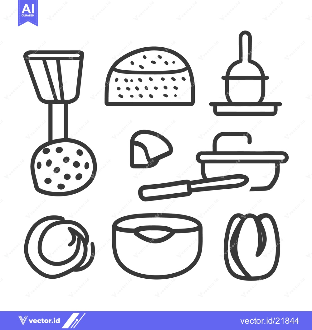 Premium Vector dari A collection of drawn illustrations of food and kitchen objects