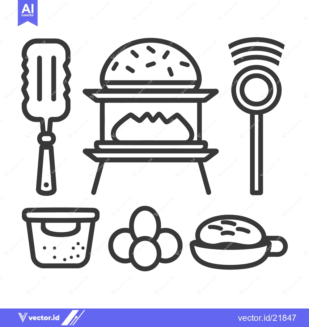 Premium Vector of Simple outlined cooking images representing different food preparation