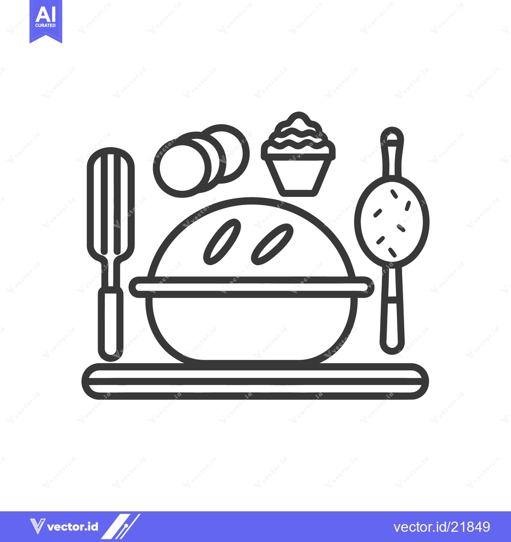 Premium Vector dari Culinary tools and food items arranged on a plate illustration