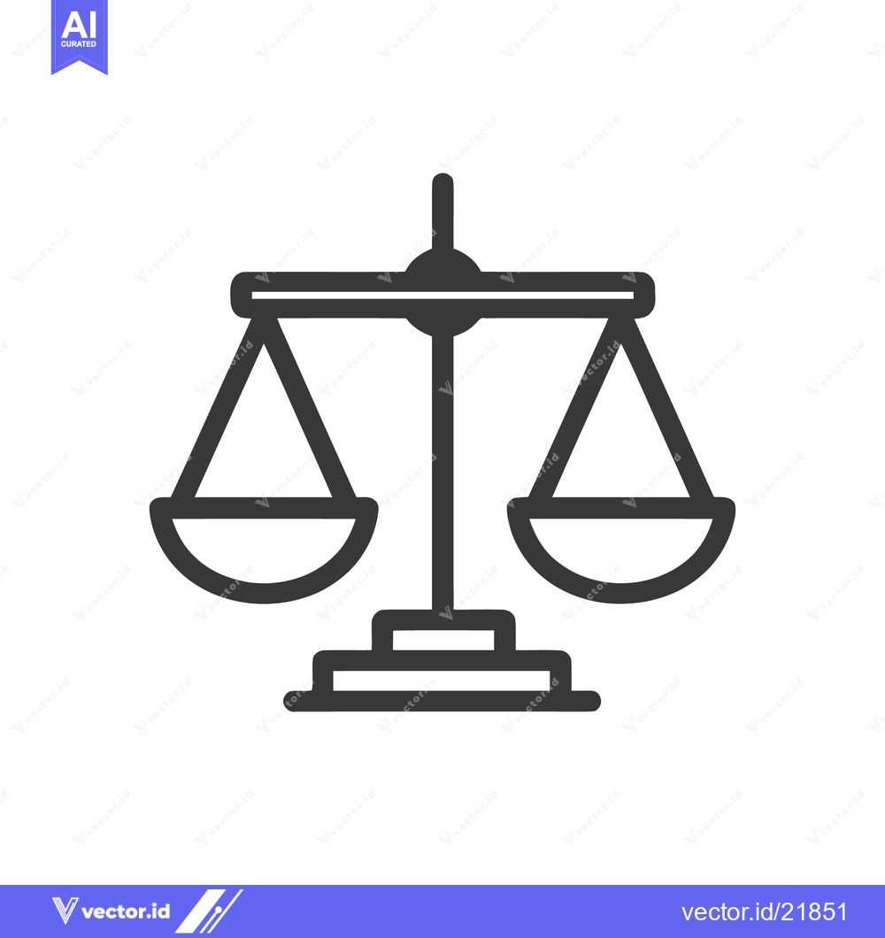 Premium Vector of Minimalist Scales of Justice Icon: Law, Balance, and Fairness Symbol