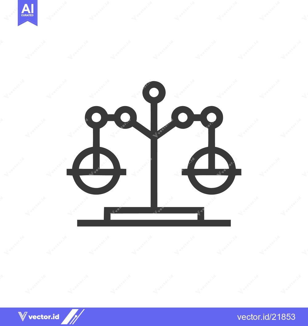 Premium Vector of Minimalist Scales of Justice Icon: Balance, Law, and Fairness Symbol