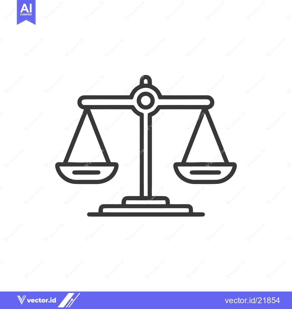 Premium Vector of Minimalist Scales of Justice Icon, Law and Balance Symbol, Outline Sty