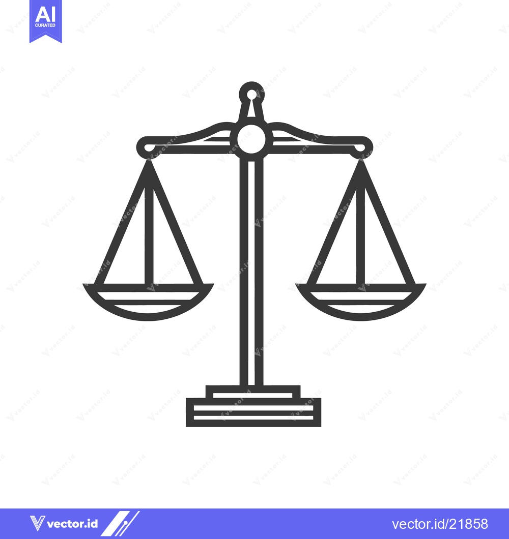 Premium Vector of A black and white simple illustration of balanced scales of justice