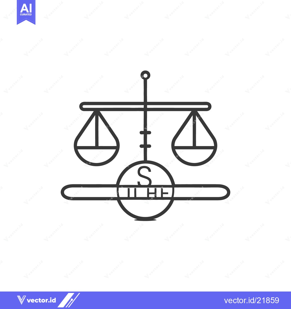 Premium Vector dari A minimalistic black and white depiction of balancing scales symbol