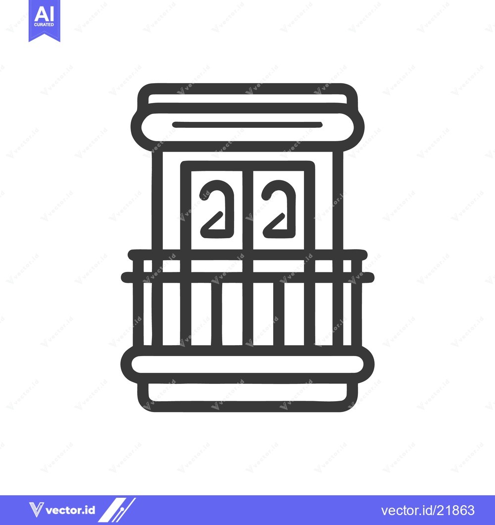 Premium Vector of Minimalist Balcony Icon: Architectural Detail, Black Outline on White