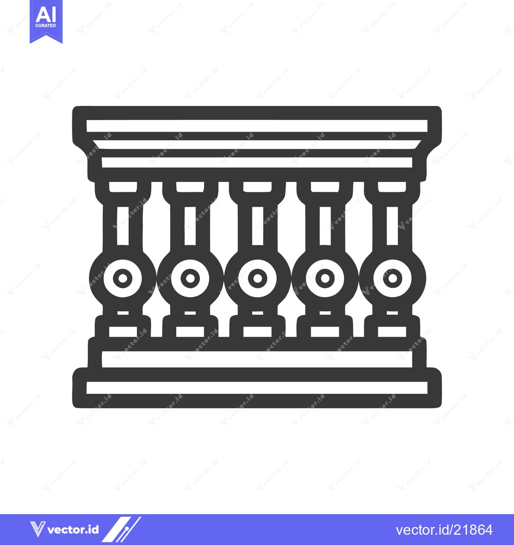 Premium Vector of Minimalist Balustrade Icon: Architectural Detail in Bold Outline Style