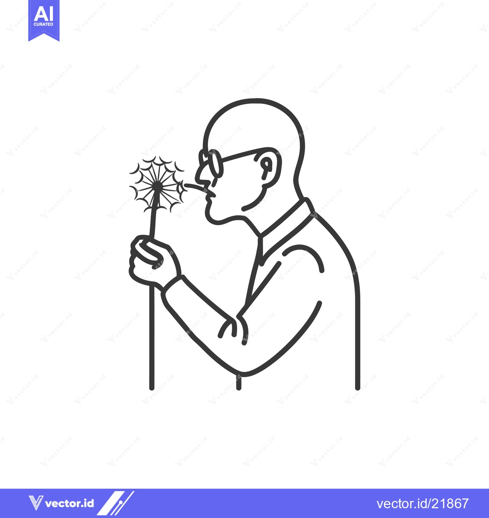 Premium Vector dari Bald Man Blowing on a Sparking Stick
