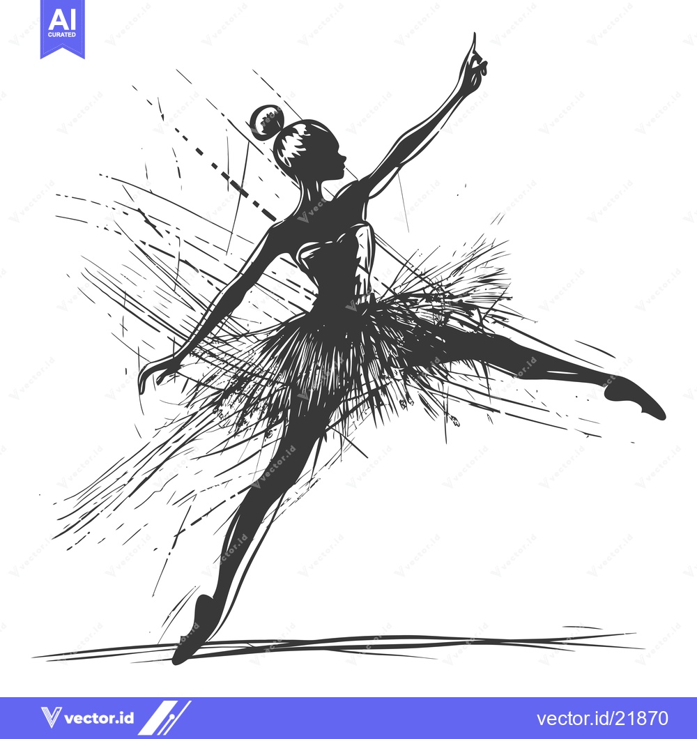 Premium Vector of Ballerina in mid-air with outstretched arm and tutu