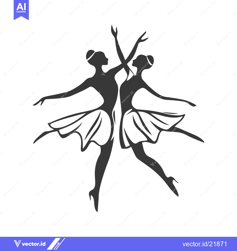 Premium Vector of Two elegant ballerina silhouettes are gracefully posing and performing