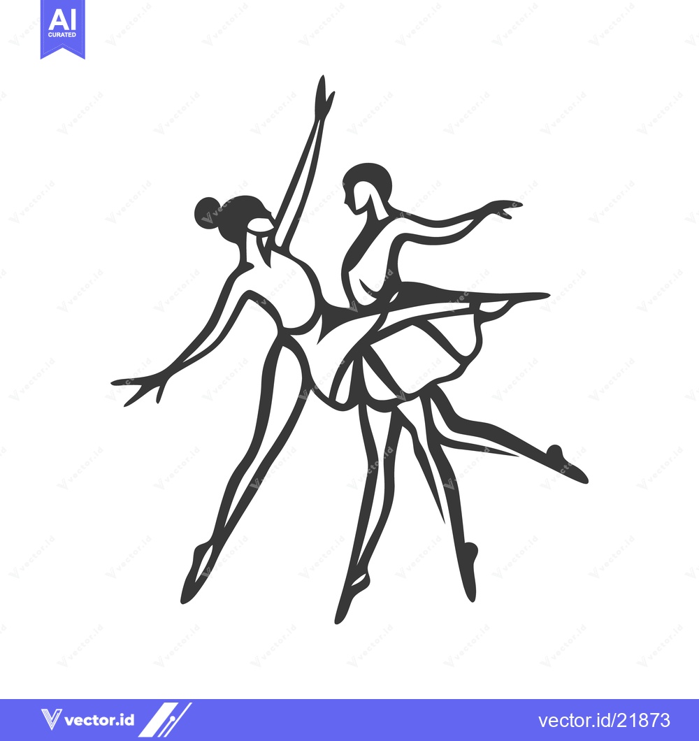 Premium Vector dari Two dancers performing a graceful ballet routine in black outlines