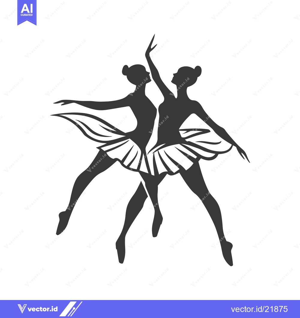 Premium Vector dari Two silhouettes of ballerinas dancing gracefully together on a stage