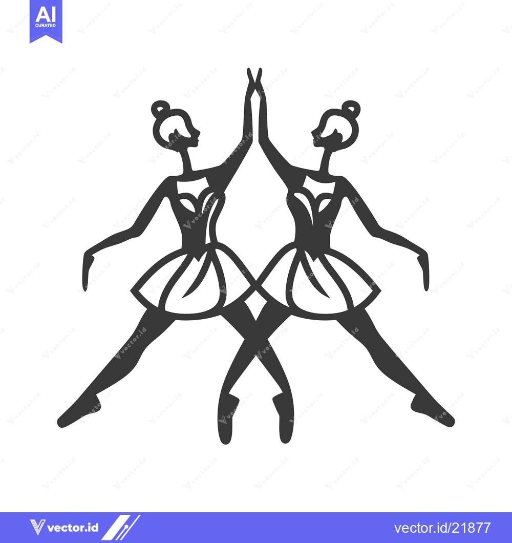 Premium Vector dari Two stylized dancers performing in ballet with graceful movement