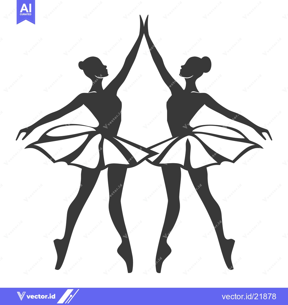Premium Vector of Two graceful ballet dancers performing a synchronized dance pose toget