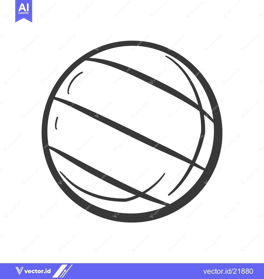 Premium Vector dari Simple outlined basketball image against a white background appears is