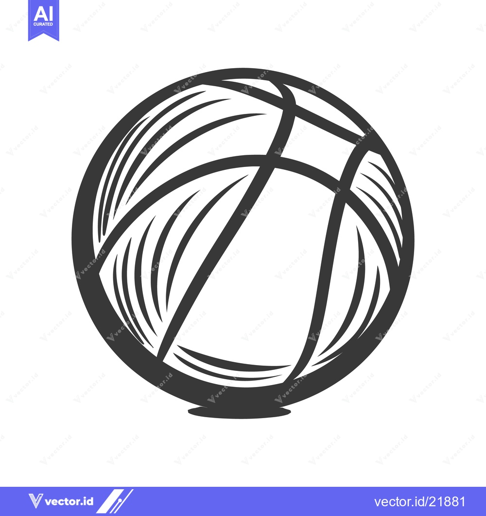 Premium Vector dari An illustrated grayscale basketball graphic showing its textured surfa