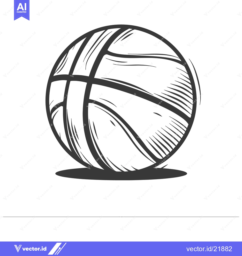 Premium Vector dari An illustration depicting a detailed basketball on a white background