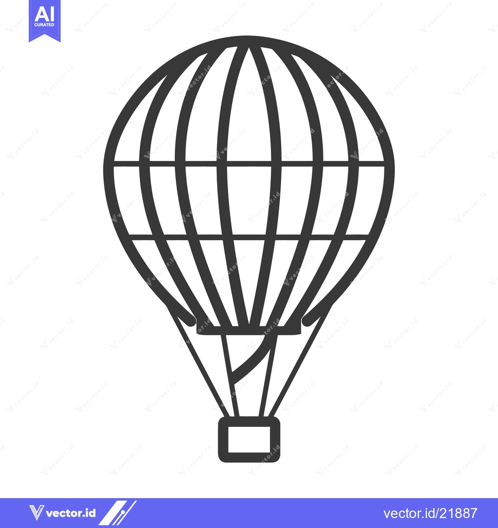 Premium Vector of A simple line illustration of a hot air balloon in flight