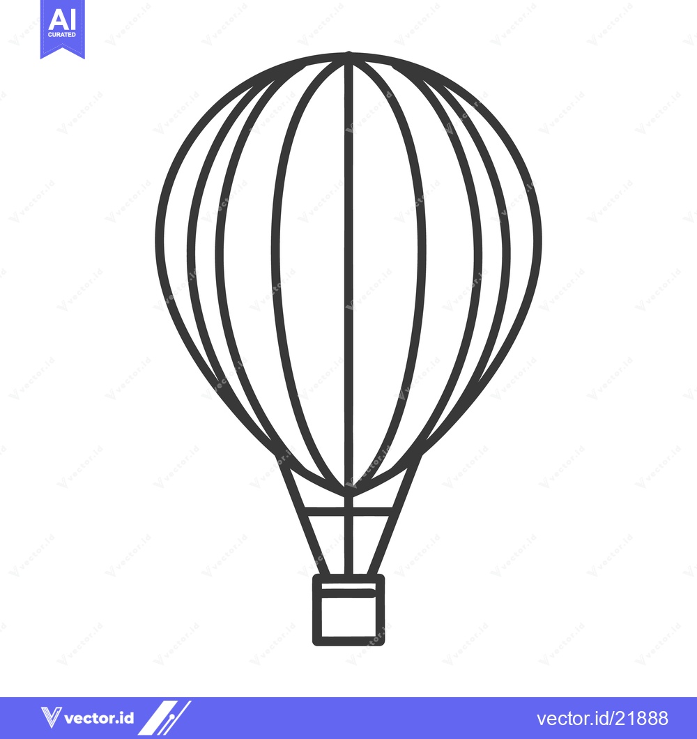Premium Vector of A simple outline of a hot air balloon floating upwards
