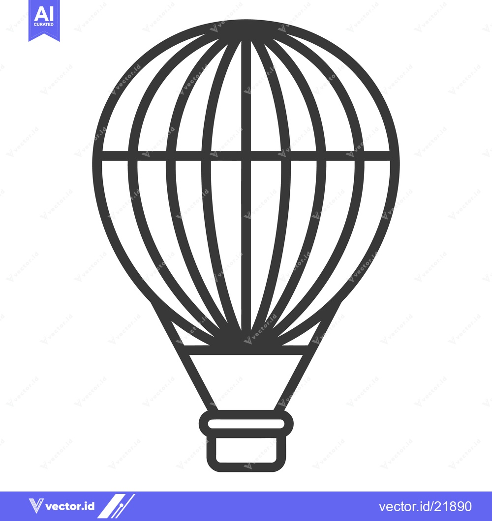 Premium Vector of A simple line drawing depicts a hot air balloon in the sky