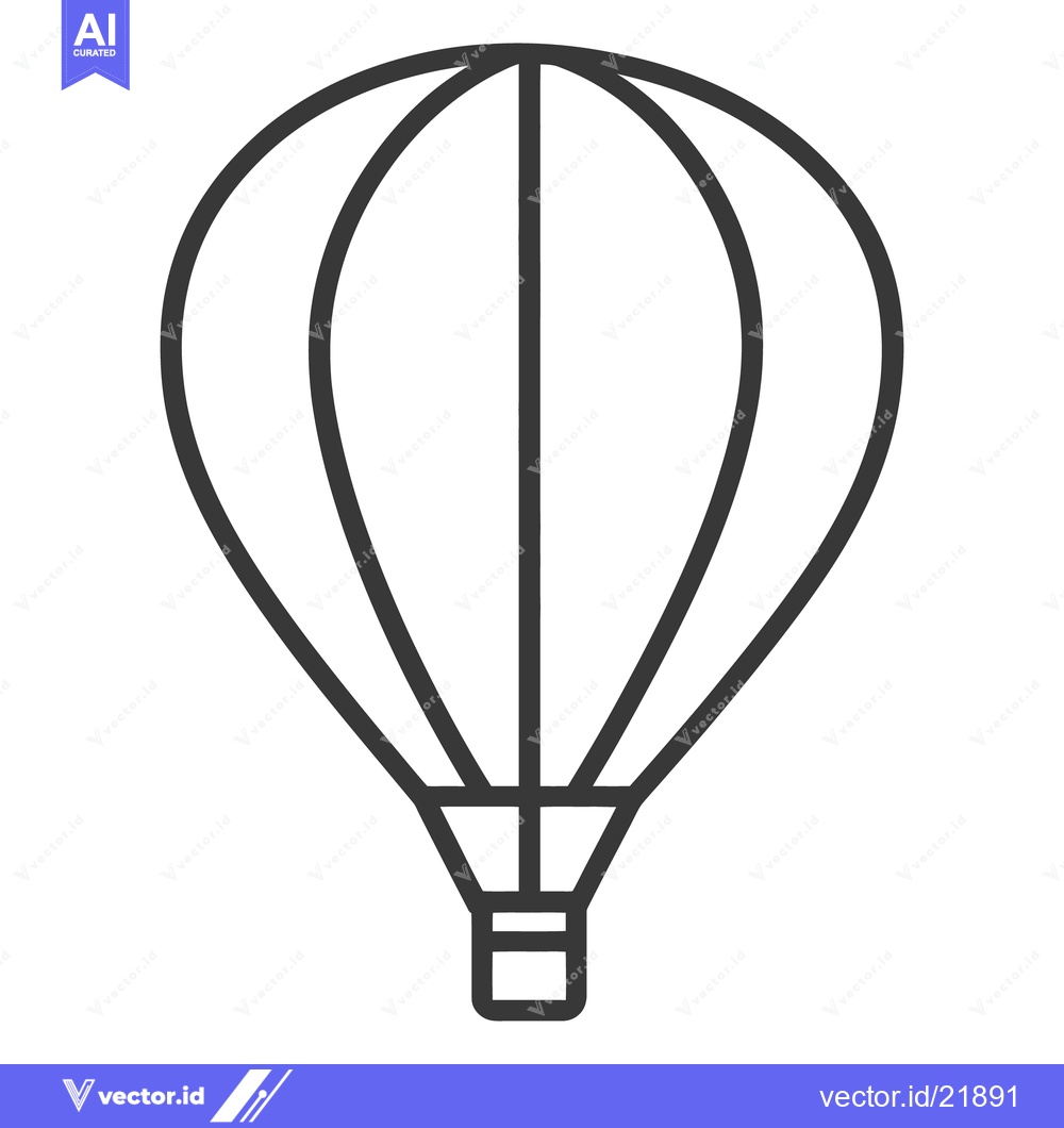 Premium Vector dari A black and white line drawing of a hot air balloon