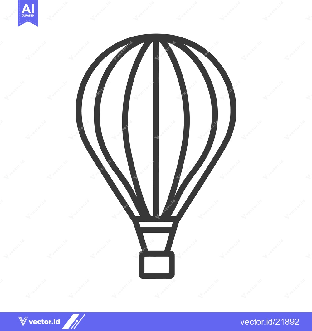 Premium Vector dari A stylized line drawing of a hot air balloon