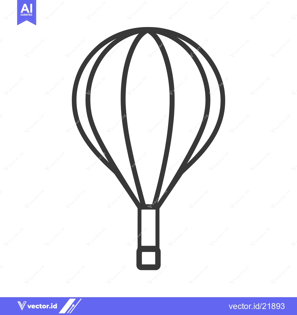 Premium Vector dari A stylized black and white image of a hot air balloon