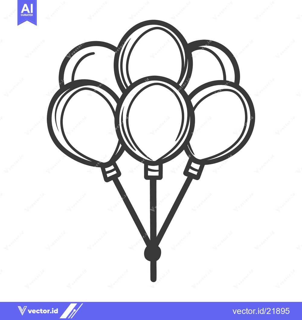 Premium Vector dari A black and white illustration of clustered party balloons
