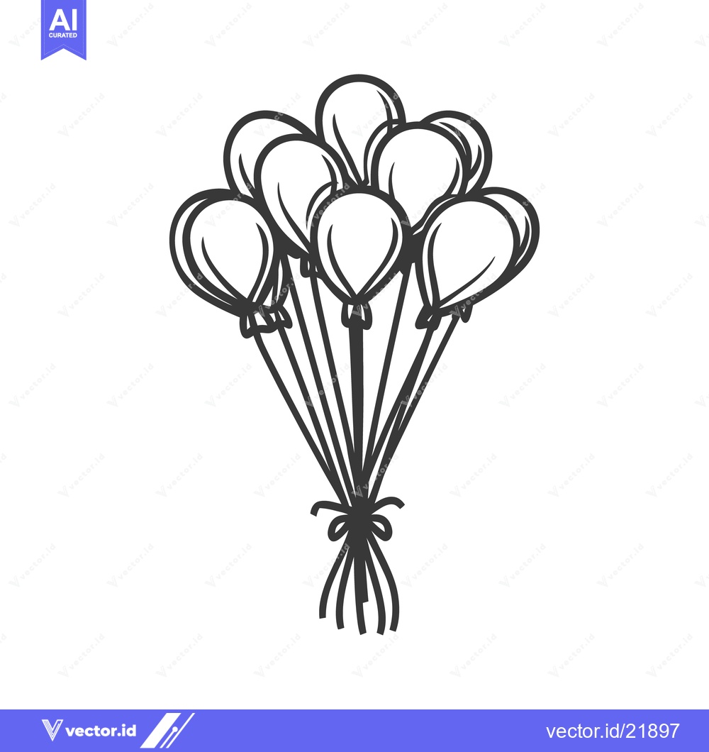Premium Vector dari A Bundle of Balloons Tied with a Ribbon for a Celebration