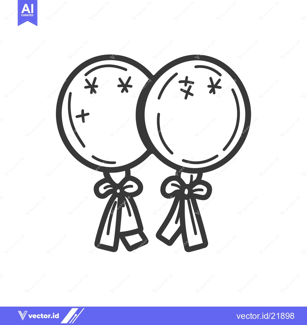 Premium Vector dari Two decorated round balloons tied together with ribbons and bows