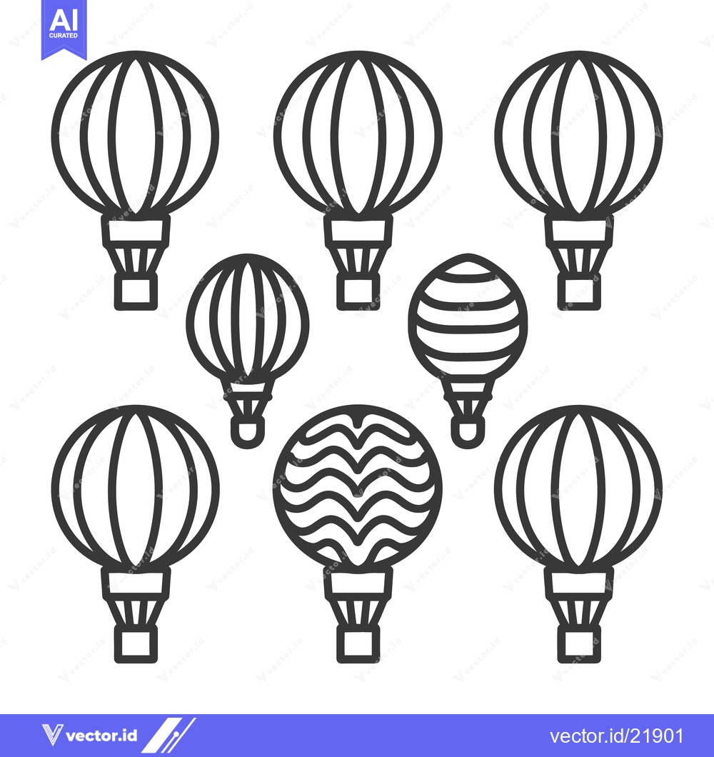 Premium Vector dari Simplified line art of several hot air balloons in the air