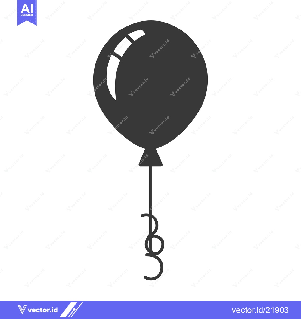 Premium Vector dari A single black inflated balloon floats isolated against a white backgr