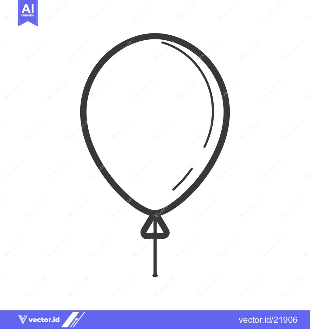 Premium Vector of A simple black and white illustration of a party balloon