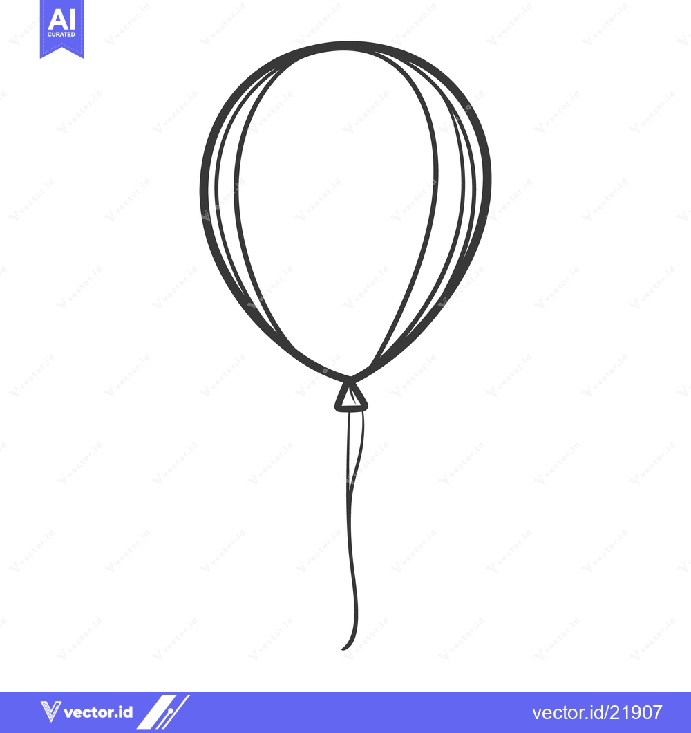 Premium Vector dari A Simple Sketch Depicting A Singular Helium Filled Balloon