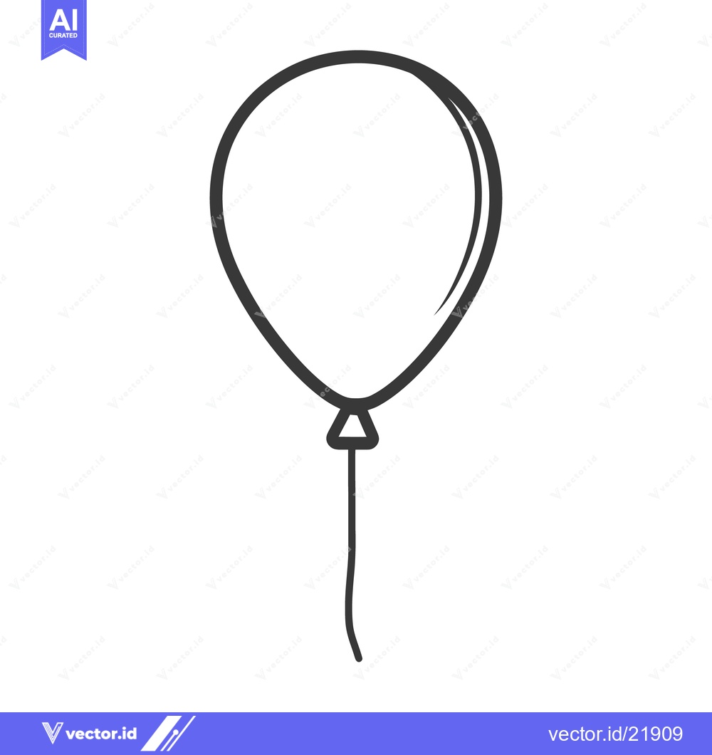 Premium Vector of Simple Outline Drawing Depicting a Floating Balloon on White Backgroun