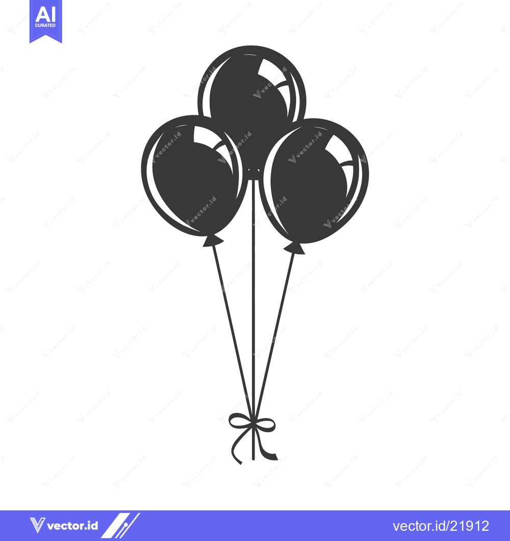 Premium Vector of Three black balloons tied together with a bow on strings