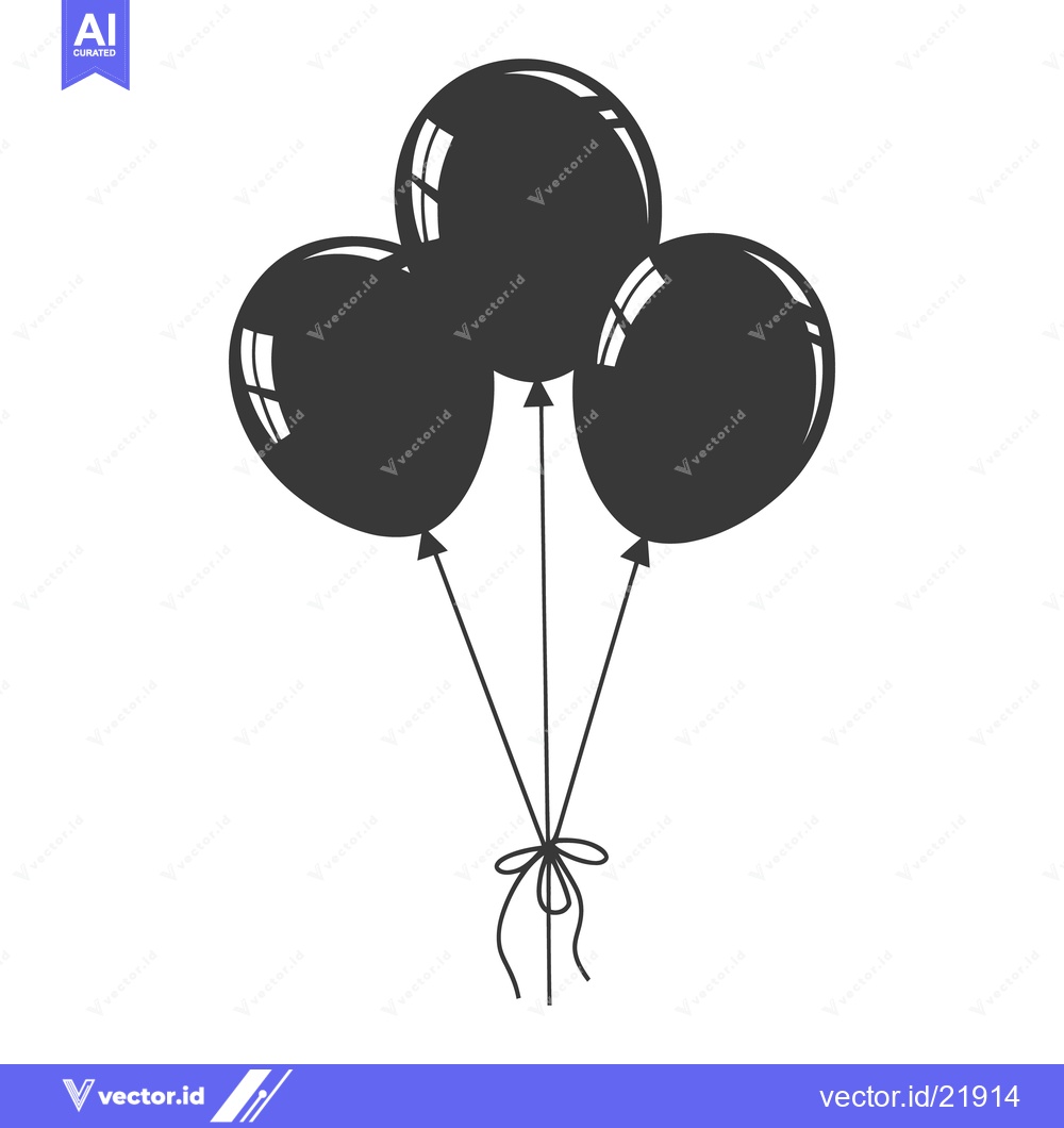 Premium Vector of Three dark balloons tied together with decorative string and bow