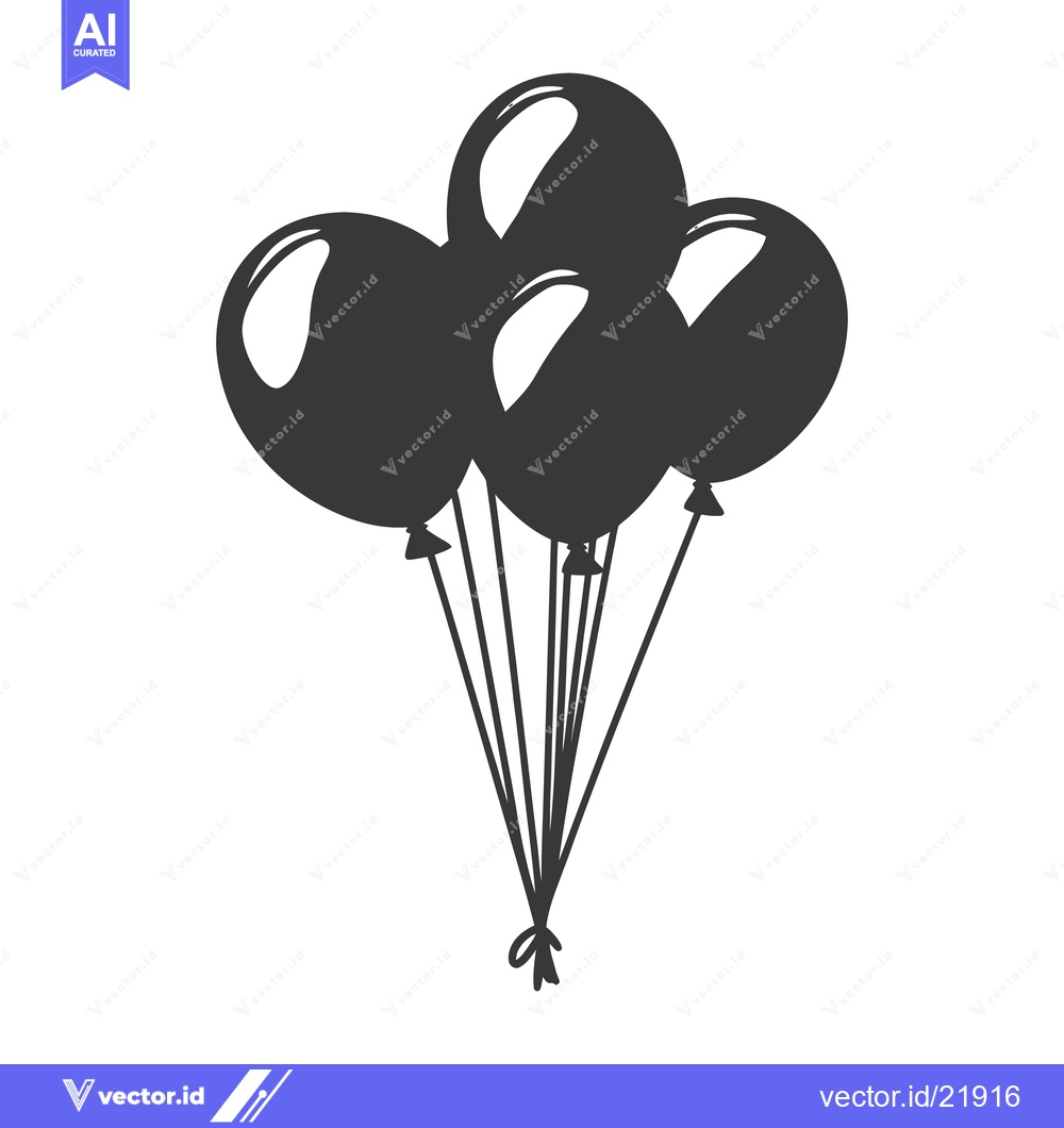 Premium Vector of A bundle of four black balloons tied together by their strings