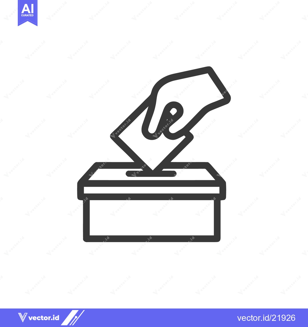 Premium Vector dari Simple Line Art: Hand Depositing Ballot in Box