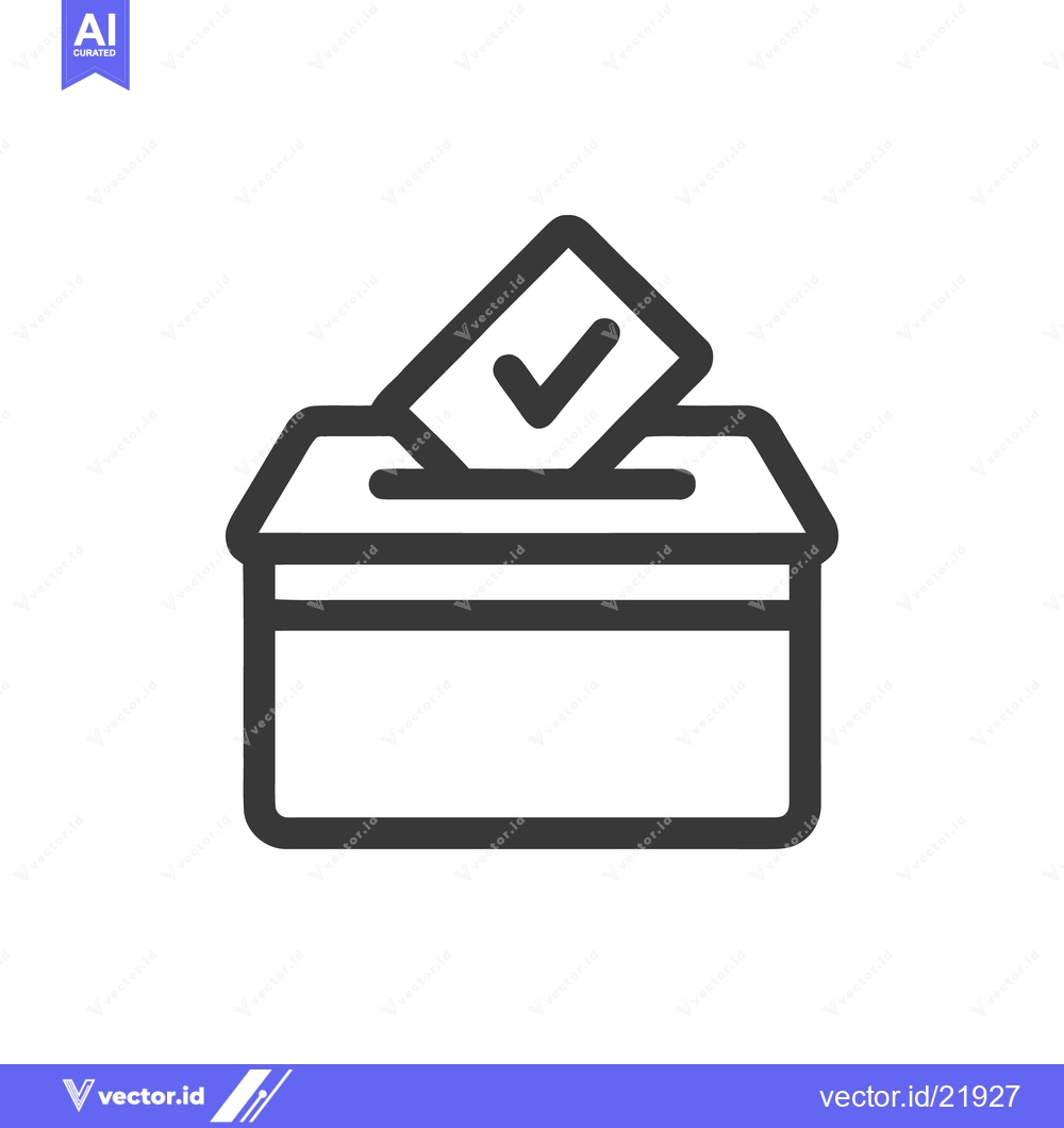 Premium Vector dari Simple Icon of Ballot Box with Checkmark on Vote