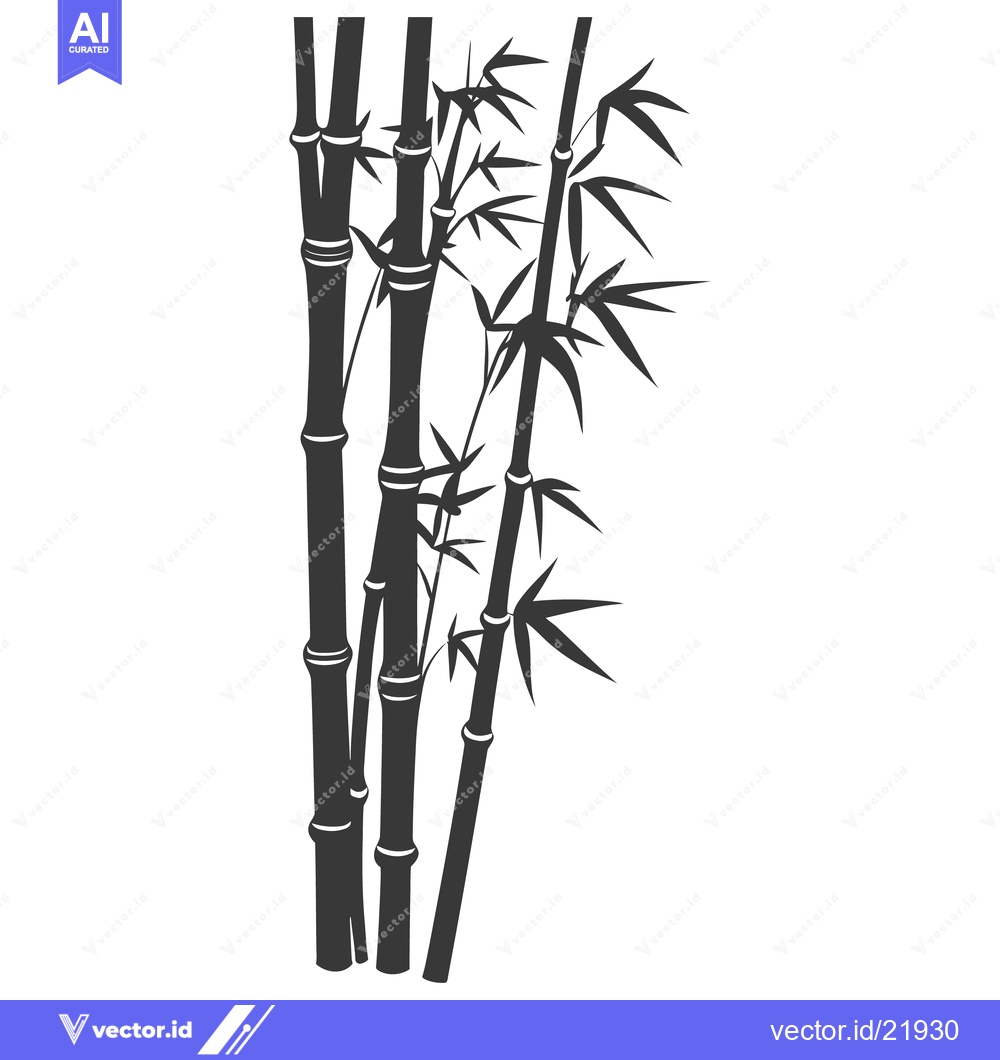Premium Vector dari Black and white graphic illustration of several bamboo stalks