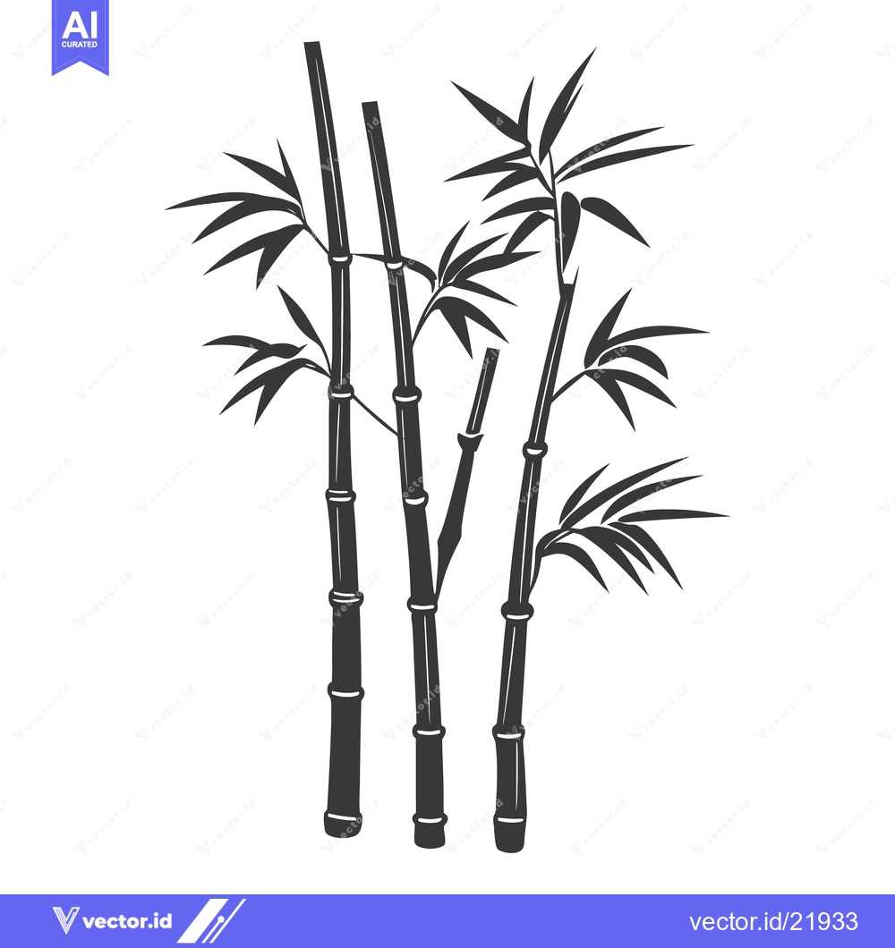 Premium Vector of Several stalks of black bamboo plants on a white background