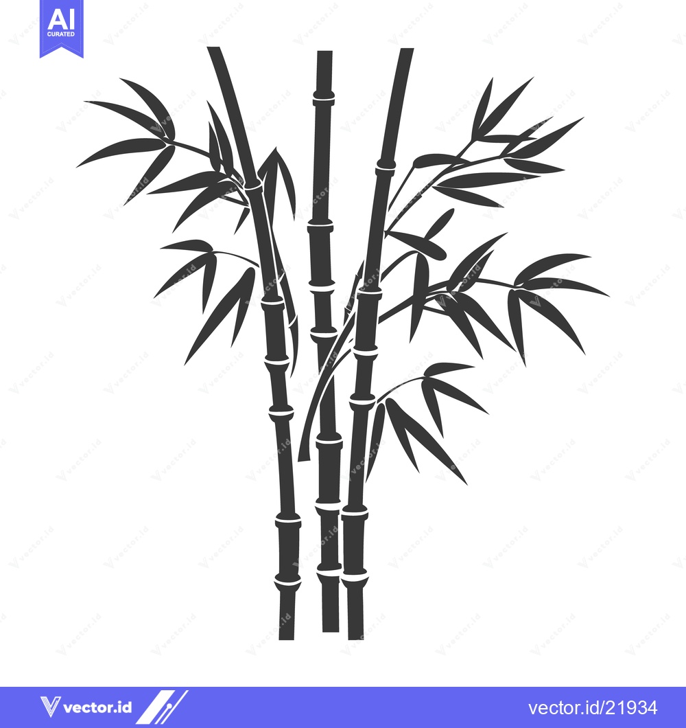 Premium Vector dari An illustration depicting several stalks of bamboo and their leaves