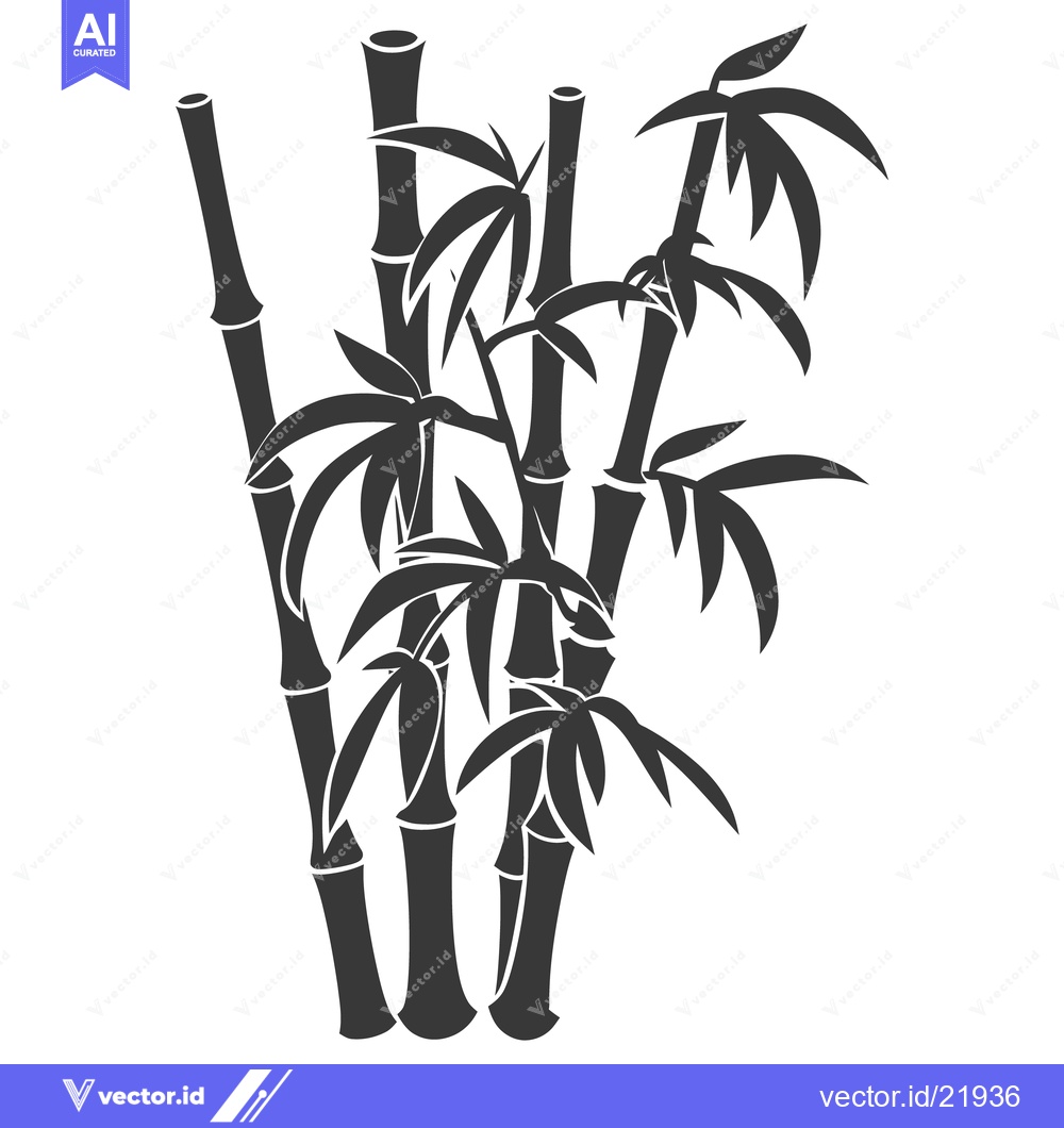 Premium Vector of A collection of several tall bamboo stalks with leaves shown