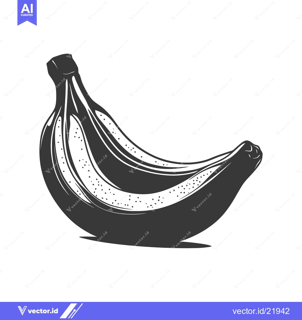 Premium Vector dari A black and white illustration of a curved ripe banana