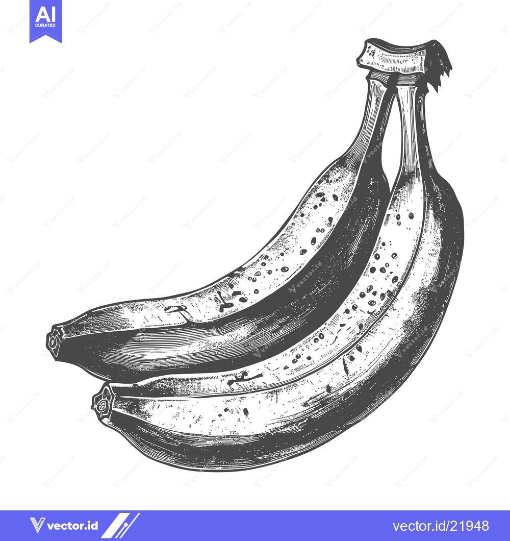 Premium Vector dari A realistic drawing of two ripe bananas on white background