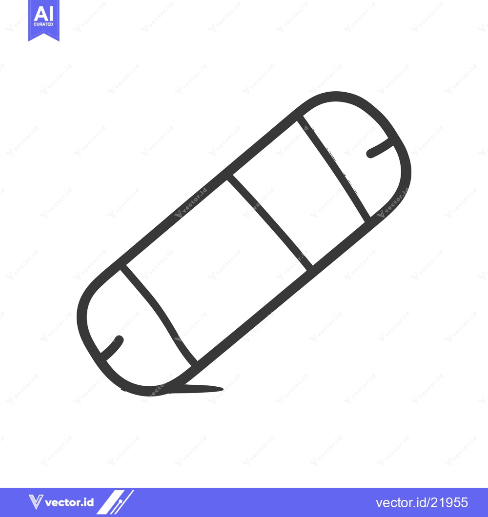 Premium Vector of A simple drawn illustration of a rectangular eraser on white paper