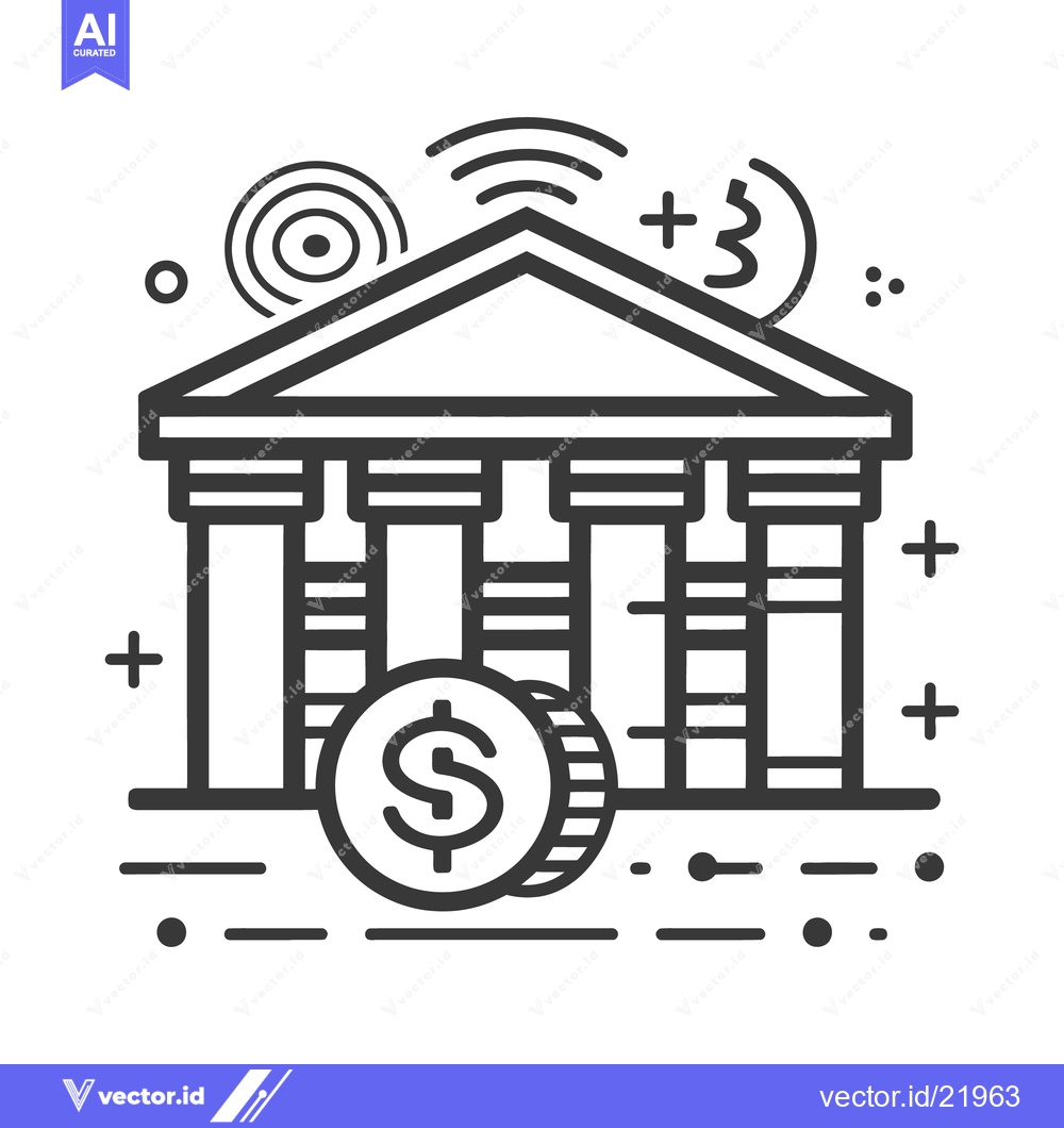 Premium Vector dari Simple black and white illustration of a building with money