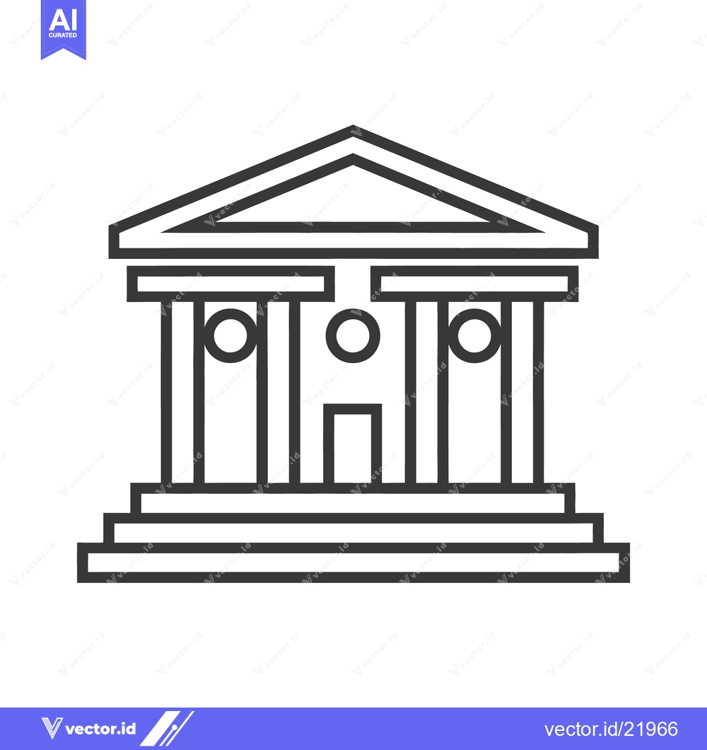 Premium Vector dari A minimalist line drawing depicting a classical building structure