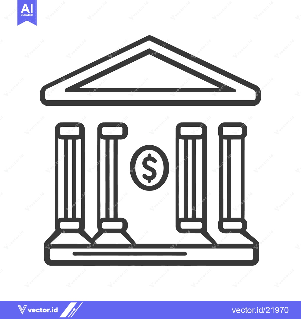 Premium Vector of Black and white line drawing of a financial institution building
